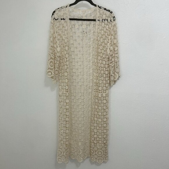 Do Everything In Love Cream Duster Kimono Cardigan One Size Boho Beach Fairy - Picture 12 of 12